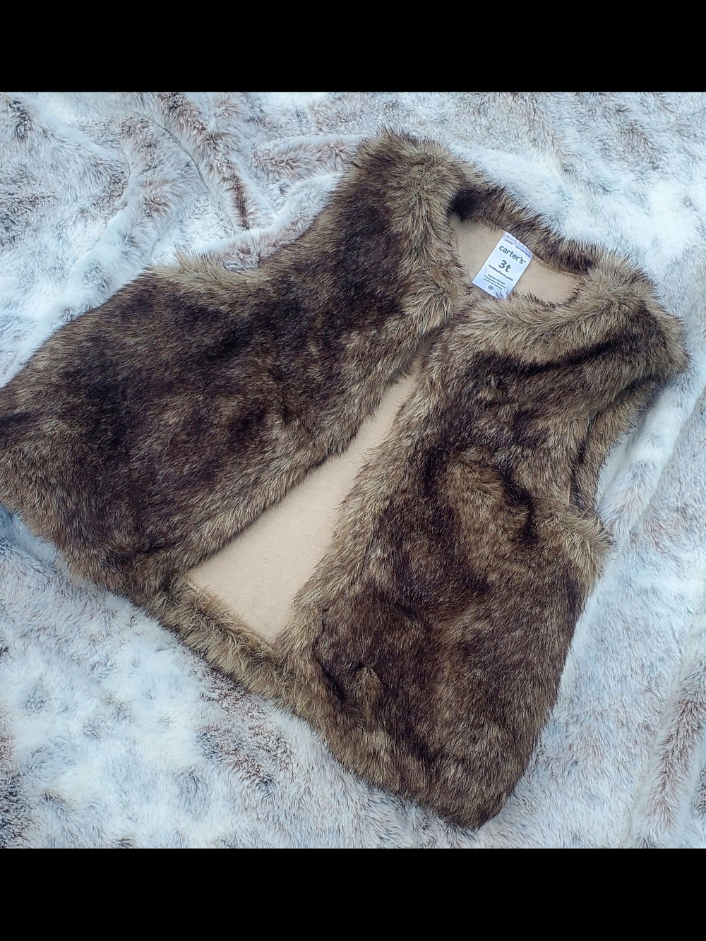 Carter's Plush Faux Fur Vest in Tan and Brown
